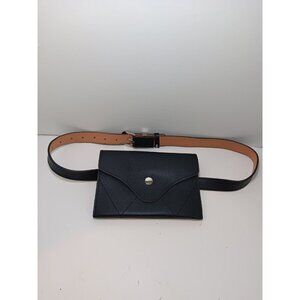 Ella And Elly Black Vegan Leather Envelope Belt Bag Fanny Pack